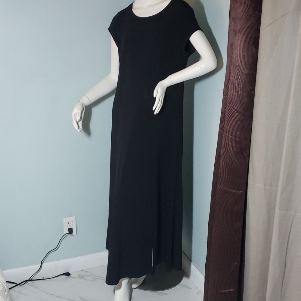 Chicos Black Full Length Double Vented Dress -1